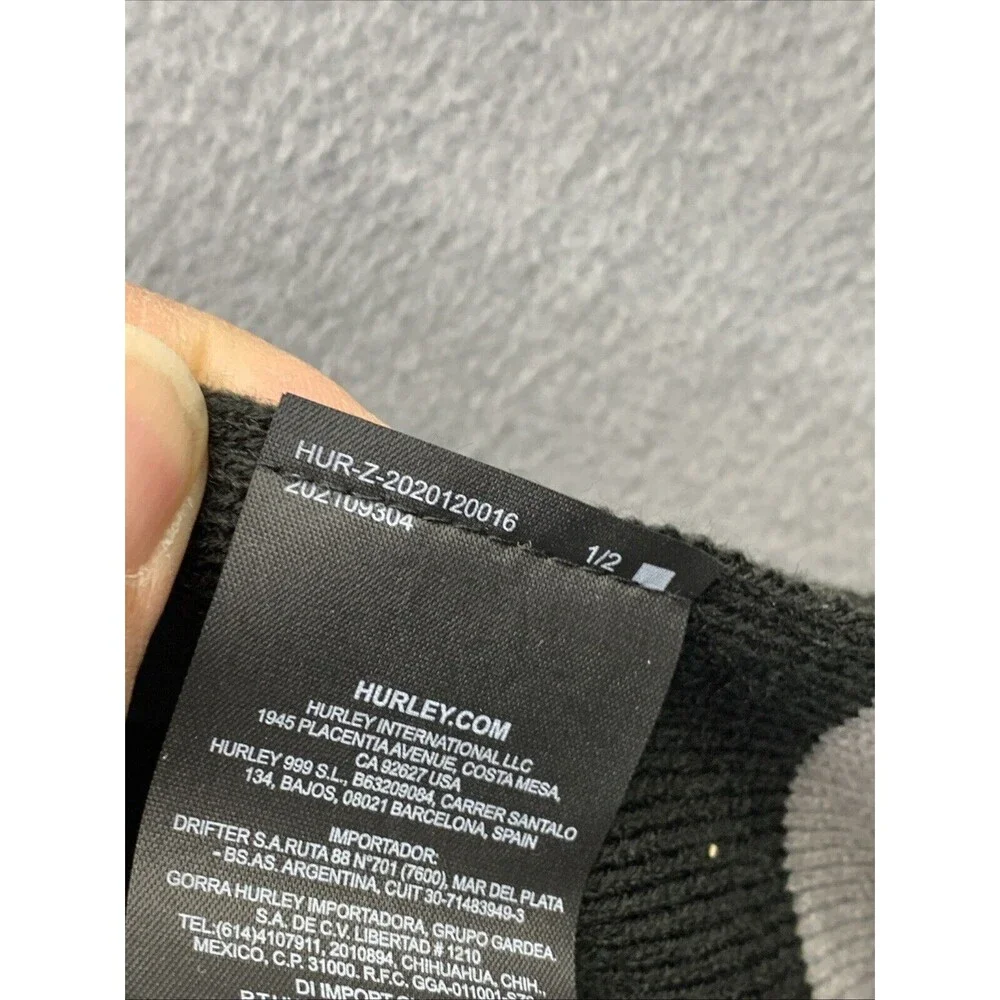 Hurley New York Winter Scarf ONLY Black Grey Stripe One Size Beanie Is Missing